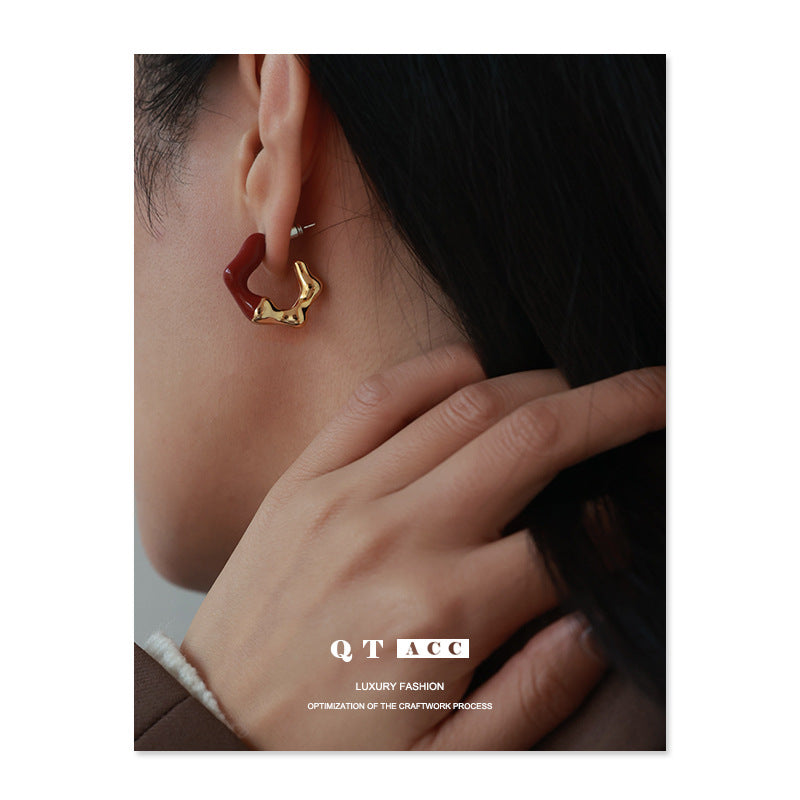 Gold Plated  Geometric Minimalist Earring Stud