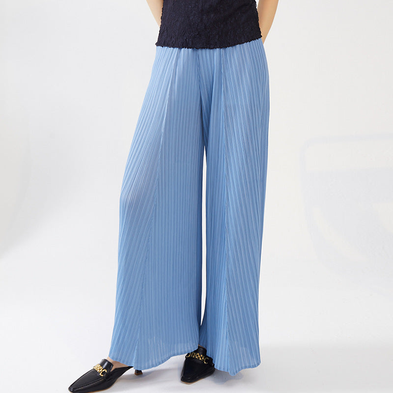 Plissé Pleated Casual Loose High Waist Trousers