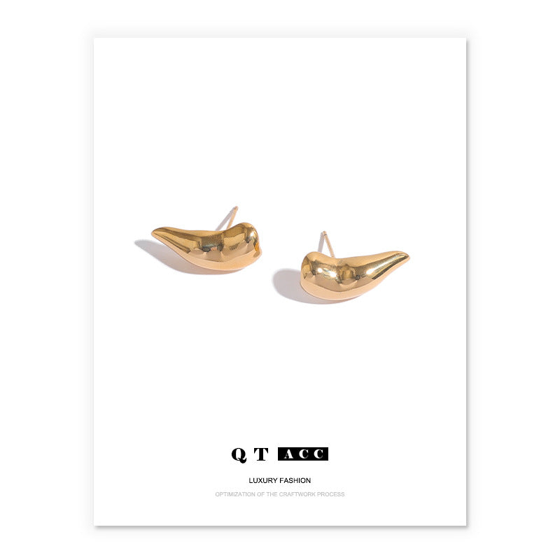 Gold Plated Geometric Minimalist Earring Stud