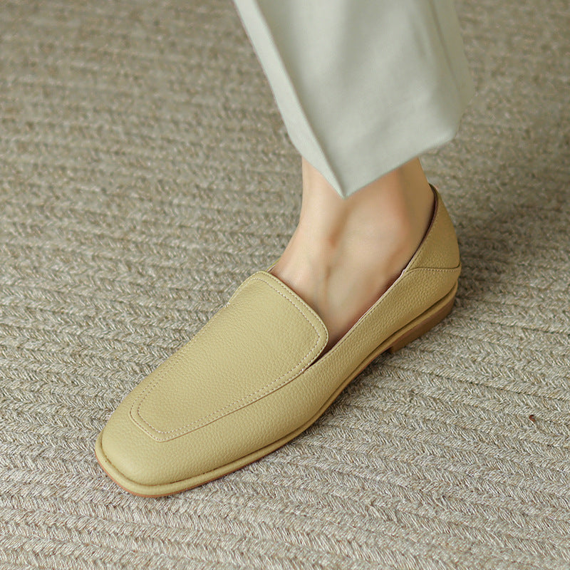 Litchi Texture Leather Loafers