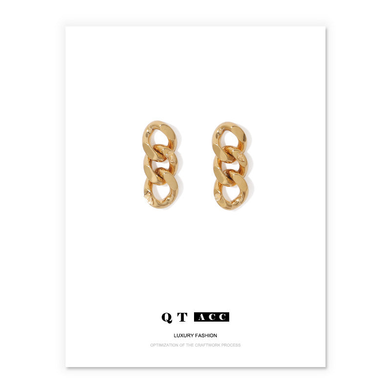 Gold Plated Chain Minimalist Earring Stud