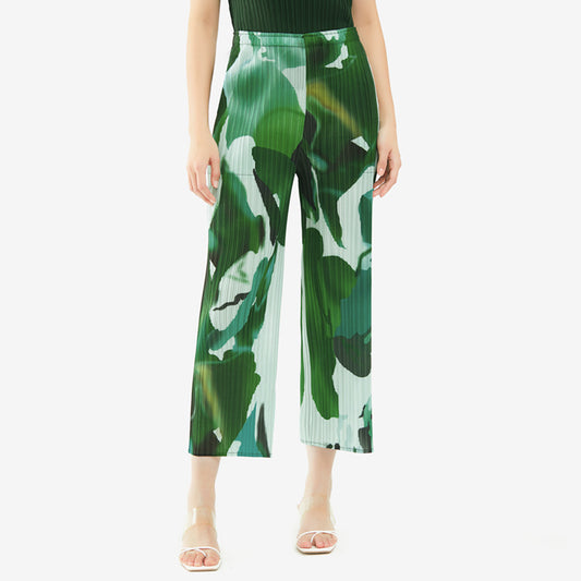 Plissé Pleated Casual Hip-Hop Print Trousers