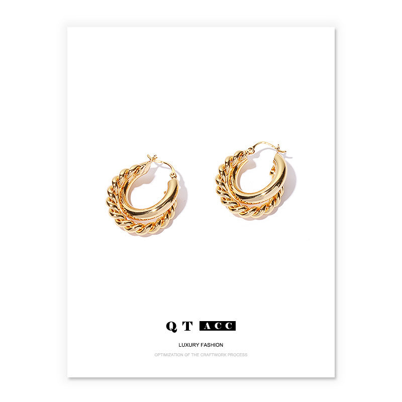 Gold Plated Twist Minimalist Earring Hoops