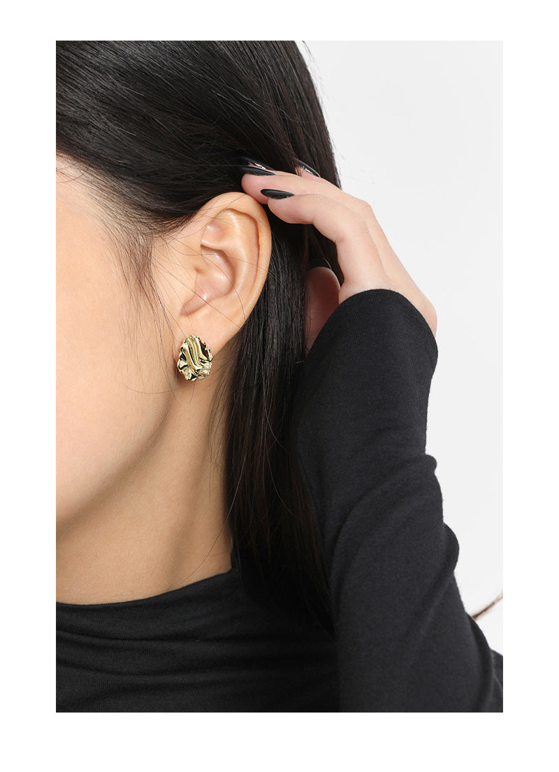 Gold Plated Leaf Minimalist Earring Stud