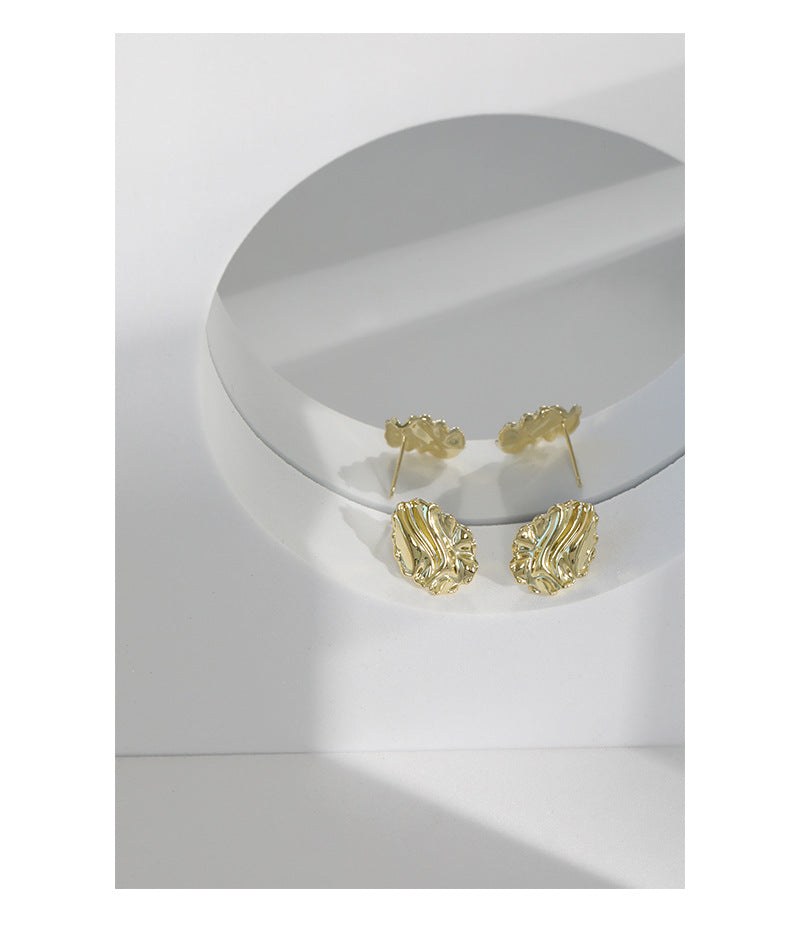 Gold Plated Leaf Minimalist Earring Stud