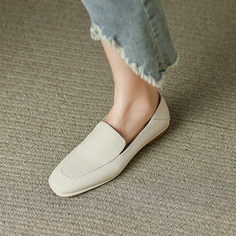 Litchi Texture Leather Loafers