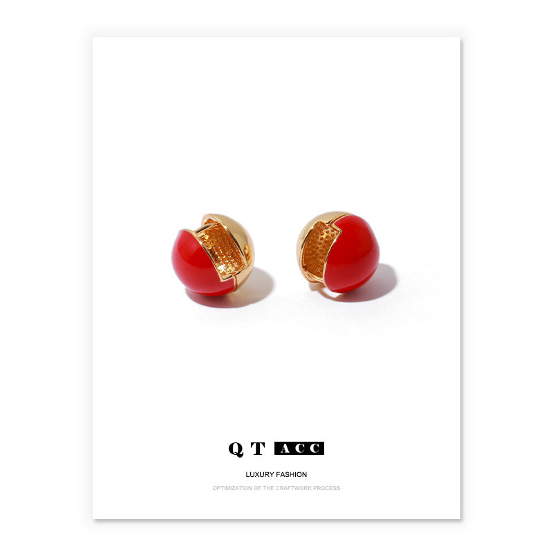 Gold Plated Cherry Minimalist Earring Hoops