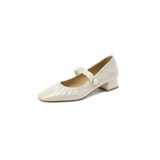 Crumpled Pearl Leather Ballerina Flats