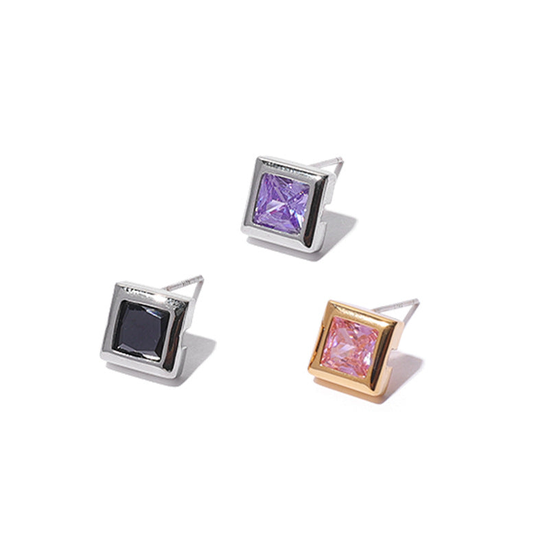 Gold Plated Square Minimalist Earring Stud