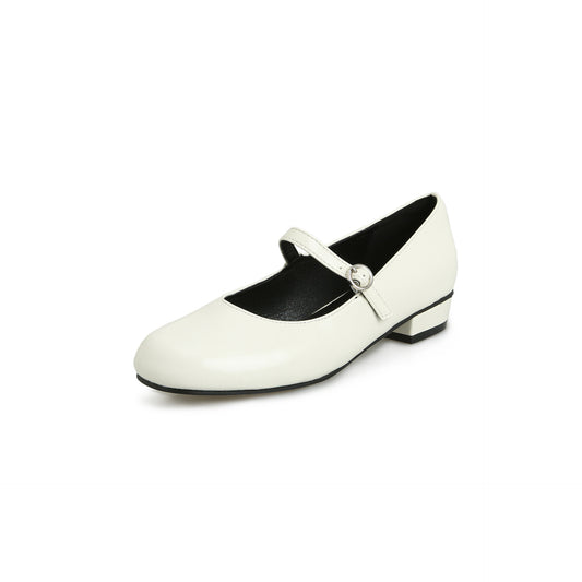 Round Head Leather Ballerina Flats