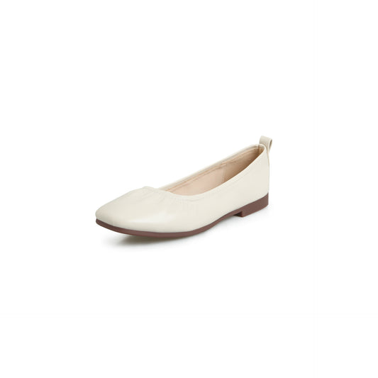 Square Head Leather Ballerina Flats