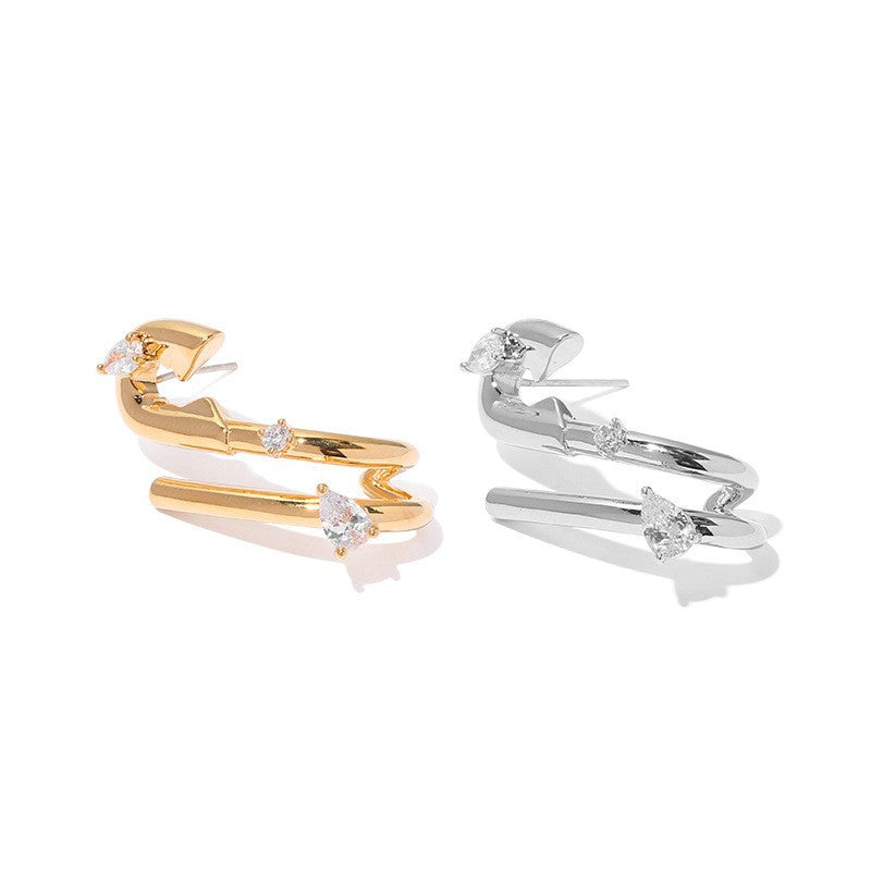 Gold Plated Line Minimalist Earring Stud