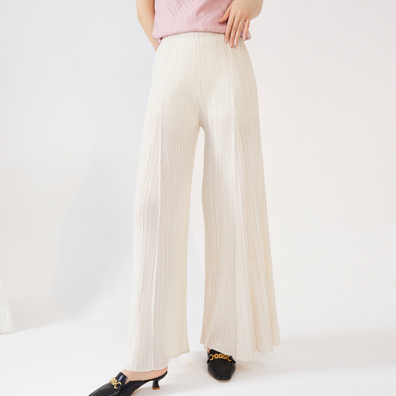 Plissé Pleated Casual Loose High Waist Trousers