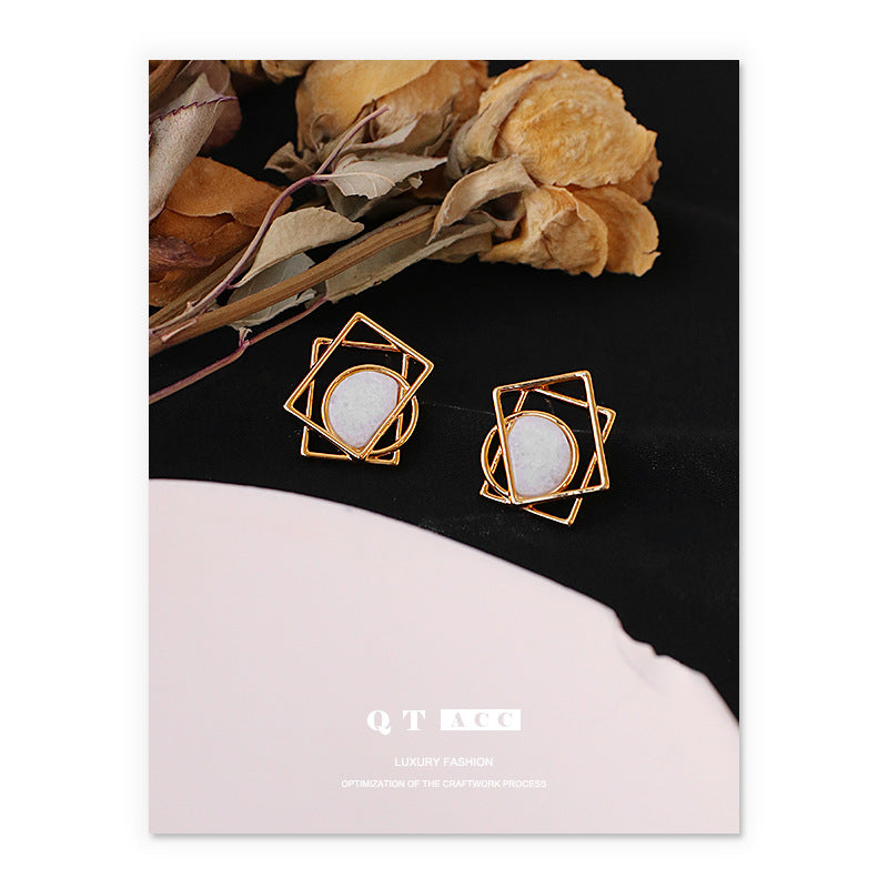 Gold Plated Geometry Minimalist Earring Stud