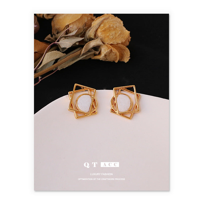 Gold Plated Geometry Minimalist Earring Stud