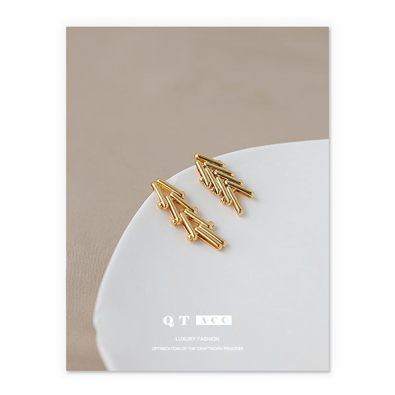 Gold Plated Triangle Minimalist Earring Stud