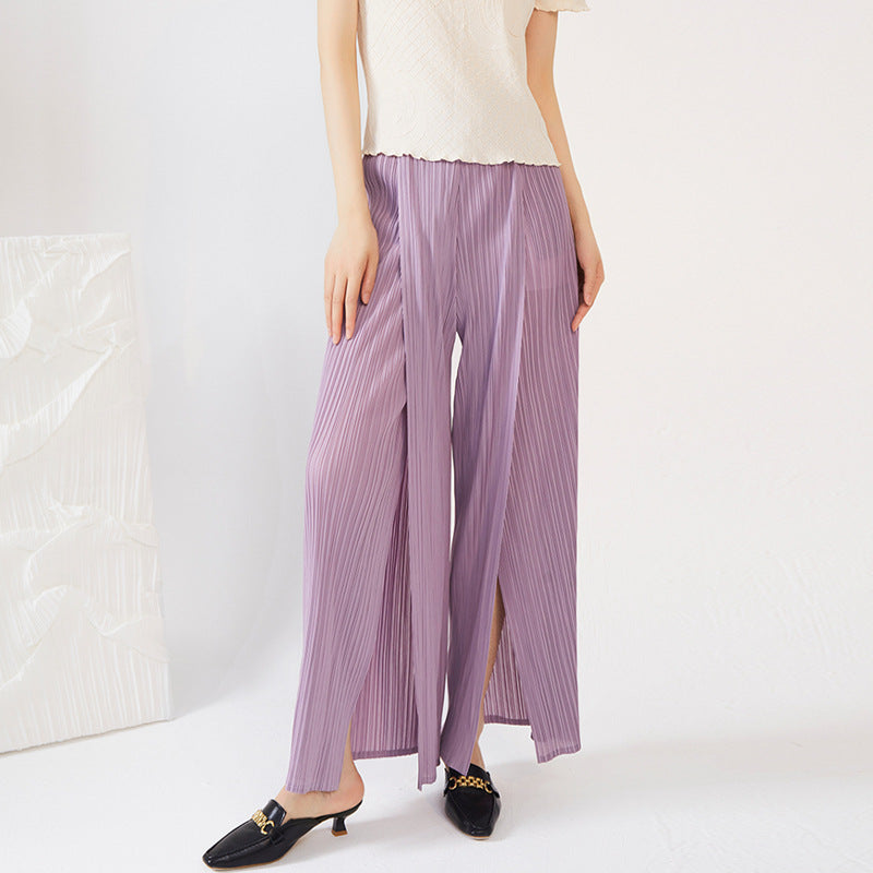 Plissé Pleated Casual Loose High Waist Trousers