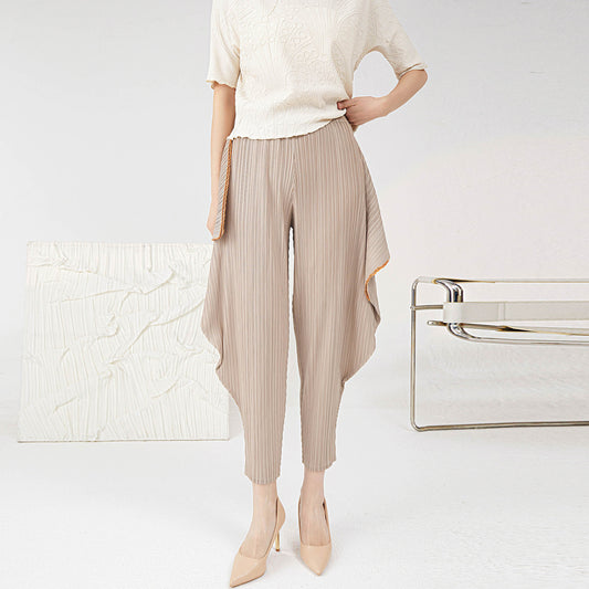 Plissé Pleated Casual Loose High Waist Harlan Trousers