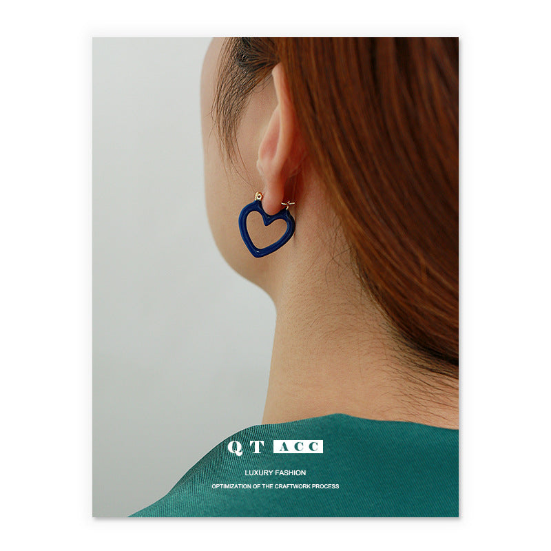 Gold Plated Green Heart Minimalist Earring Hoops