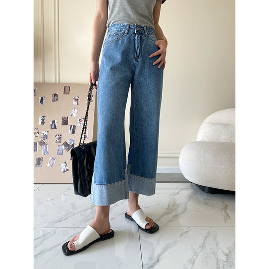 Loose Straight High Waist Suit Denim Trousers