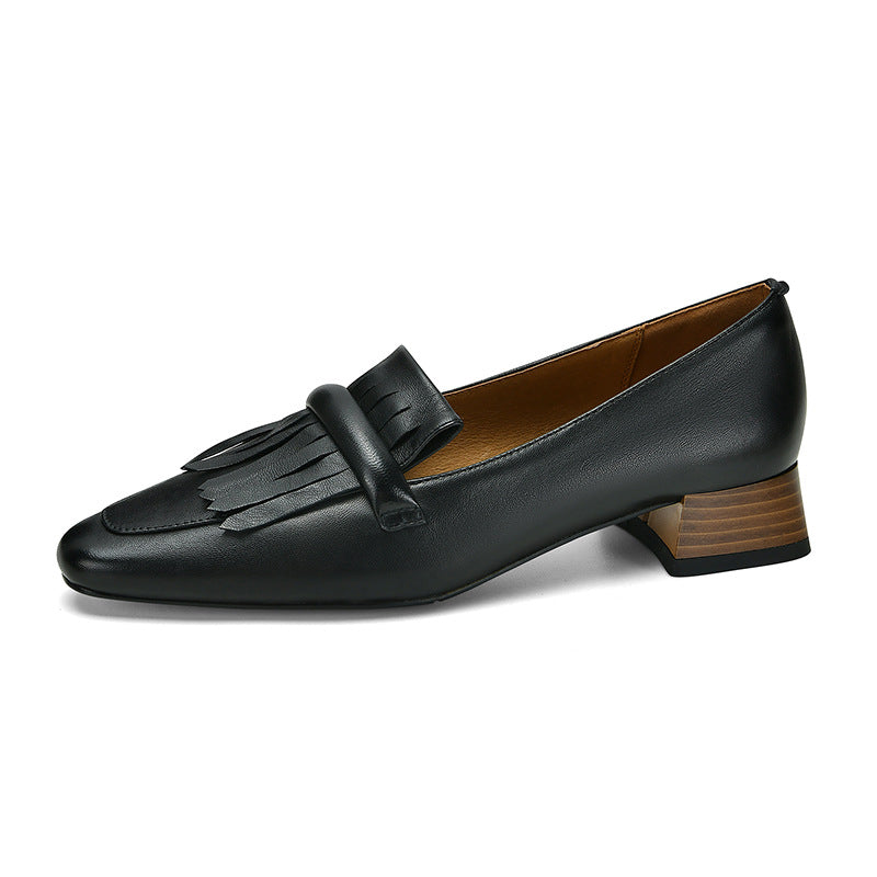 Square Head Leather Loafers