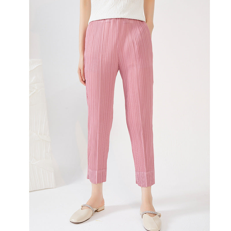 Plissé Pleated Casual Straight Trousers