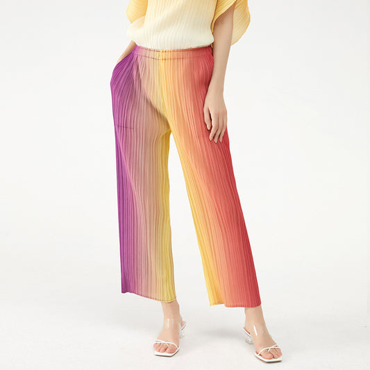 Wide Plissé Pleated Trousers