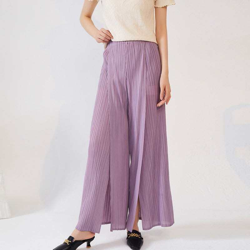 Plissé Pleated Casual Loose High Waist Trousers