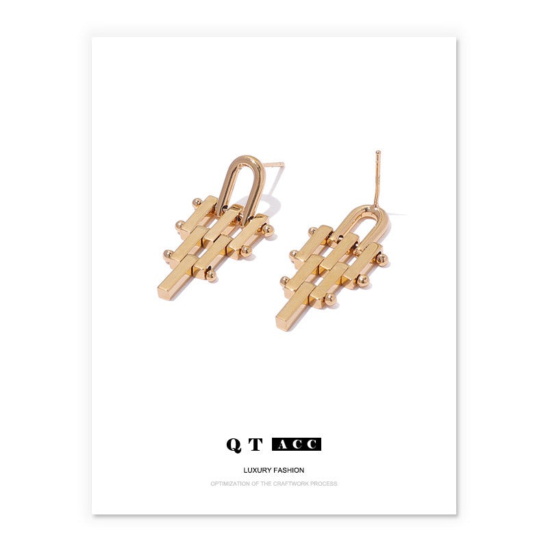 Gold Plated Geometry Minimalist Earring Stud