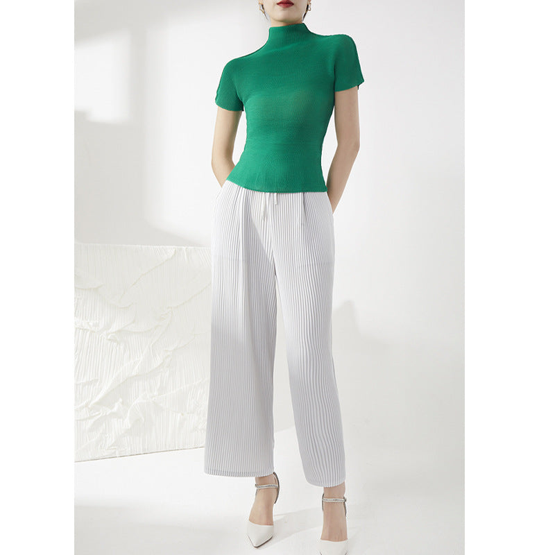 Plissé Pleated Casual Loose Drawstring Trousers