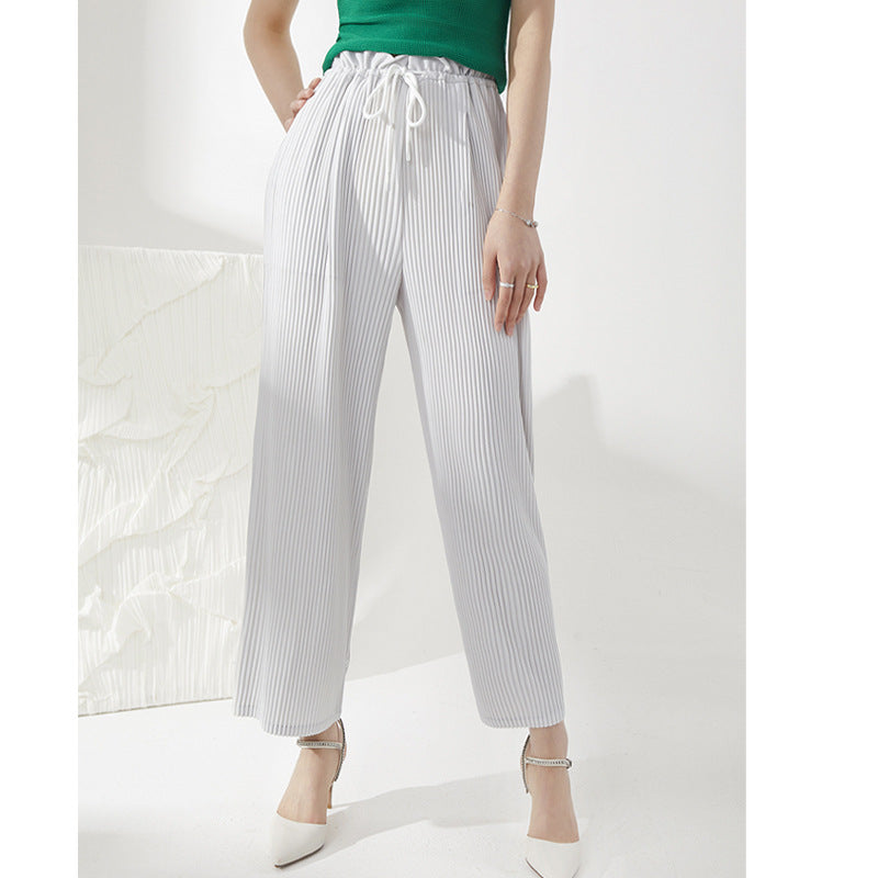 Plissé Pleated Casual Loose Drawstring Trousers