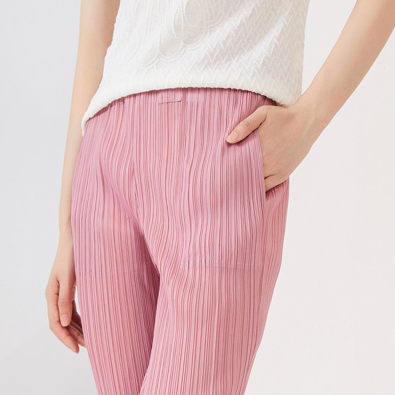 Plissé Pleated Casual Straight Trousers