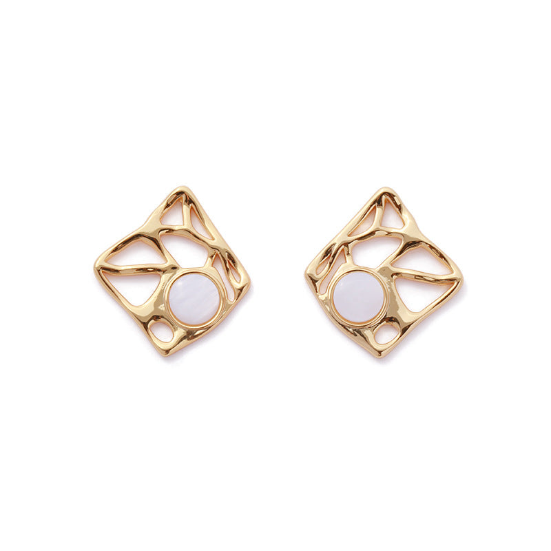 Gold Plated Geometry Minimalist Earring Stud