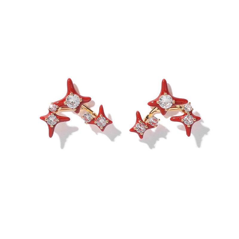 Gold Plated Star Christmas Zircon Minimalist Earring Stud