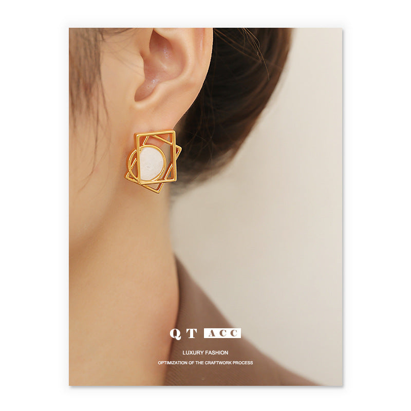 Gold Plated Geometry Minimalist Earring Stud