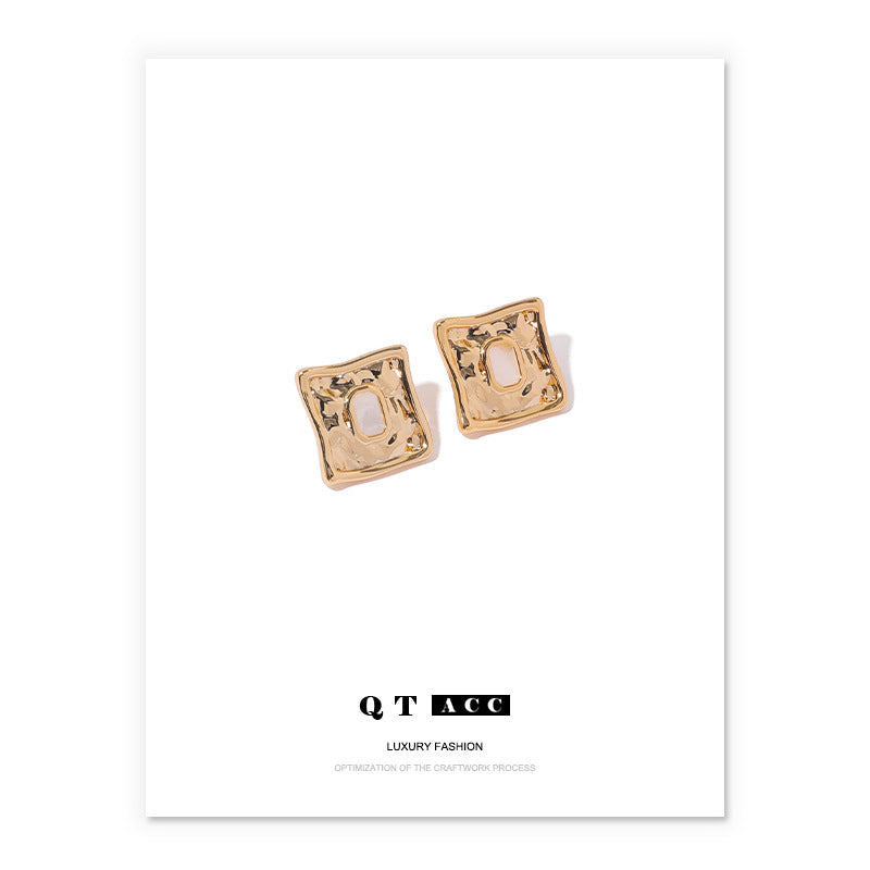 Gold Plated Square Minimalist Earring Stud