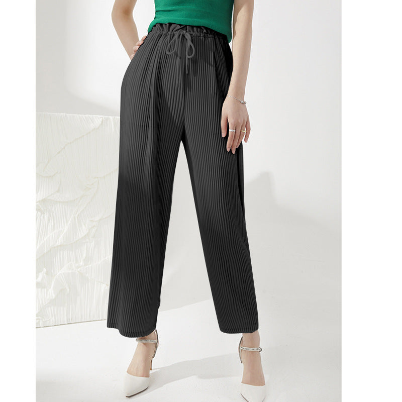 Plissé Pleated Casual Loose Drawstring Trousers