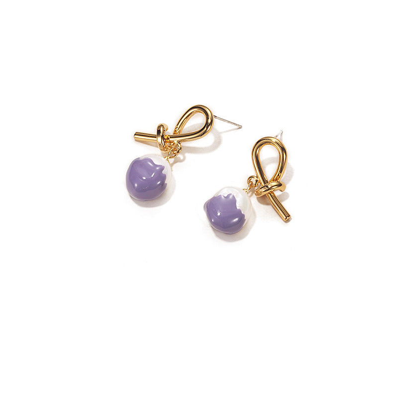 Gold Plated Knotted Fruit Minimalist Earring Stud