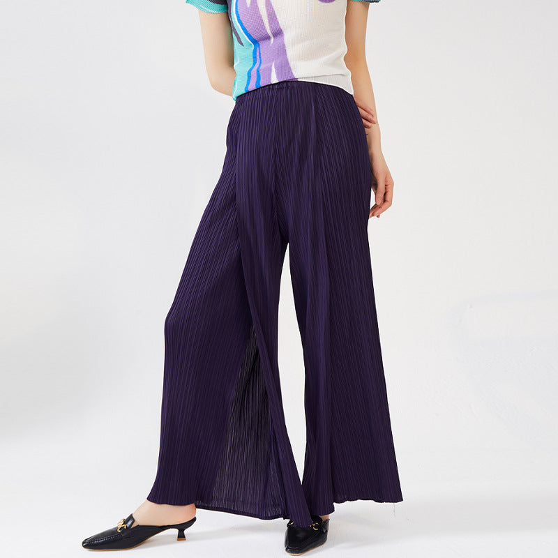 Plissé Pleated Casual Loose High Waist Trousers