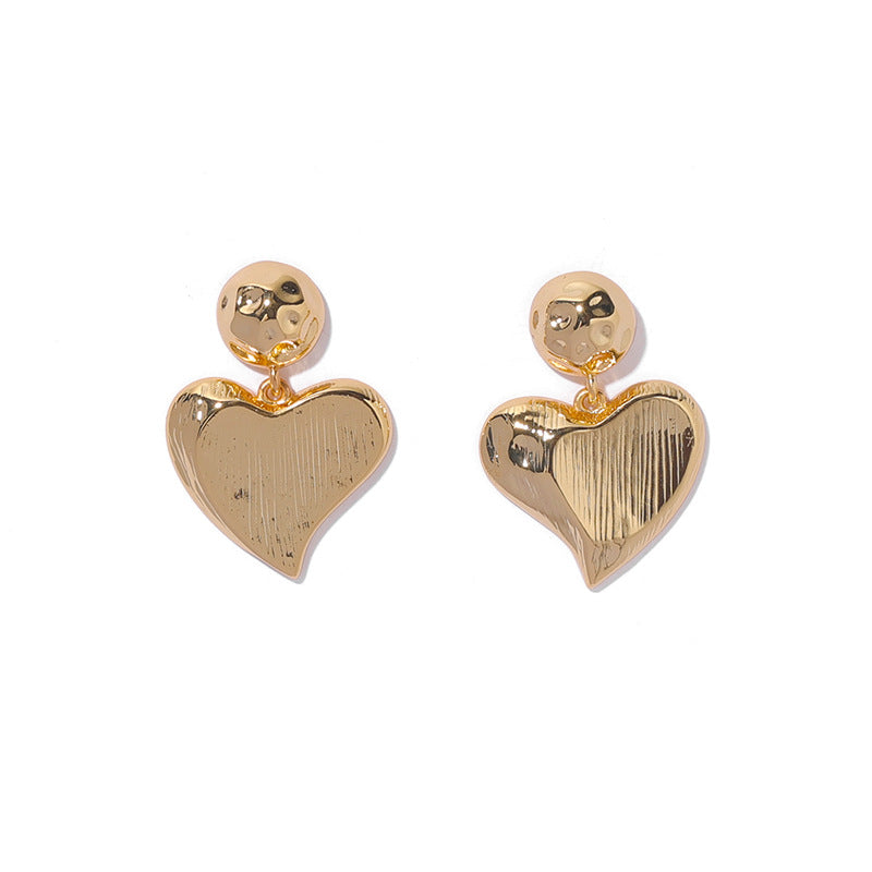 Gold Plated Heart Minimalist Earring Dangle