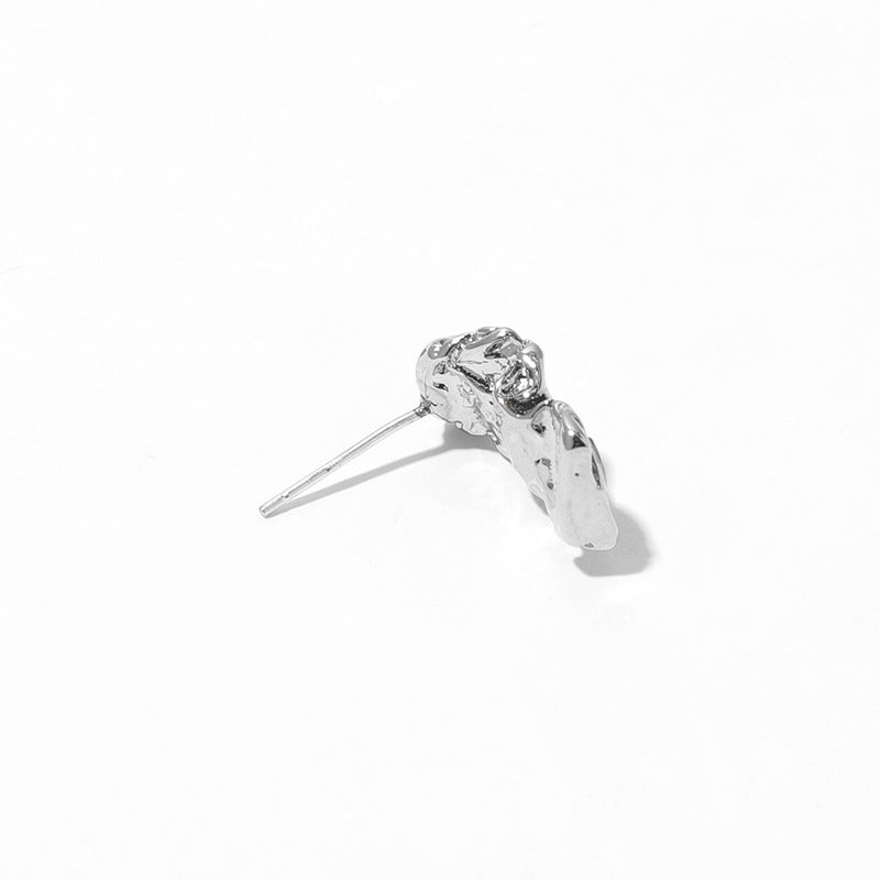 Silver Zircon Inlaid Minimalist Earring Stud