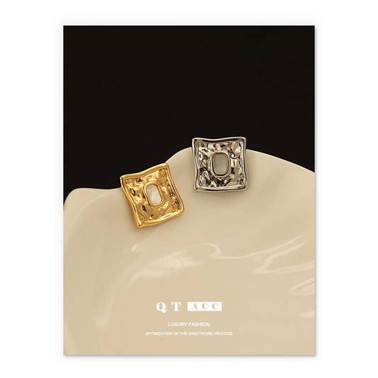 Gold Plated Square Minimalist Earring Stud