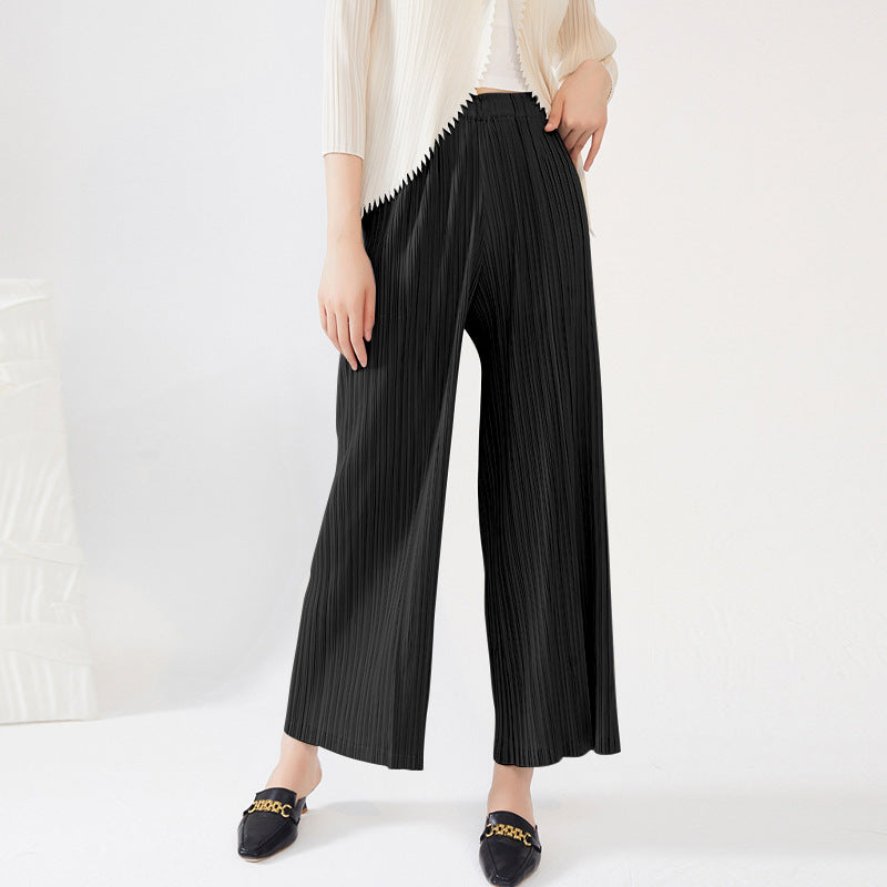 Plissé Pleated Casual Loose High Waist Trousers