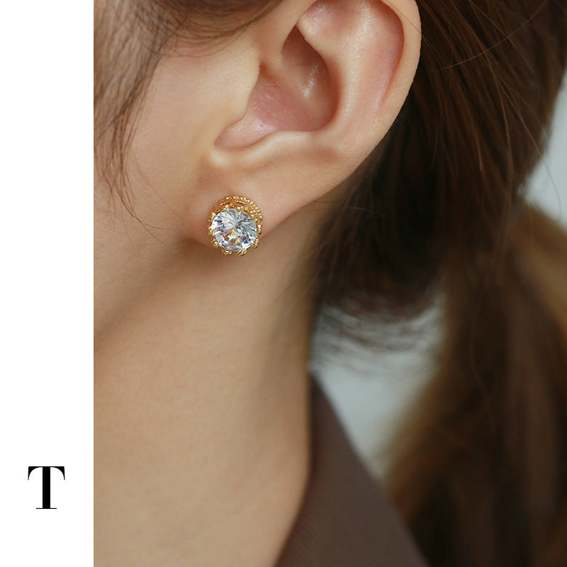 Gold Plated Zircon Minimalist Earring Stud