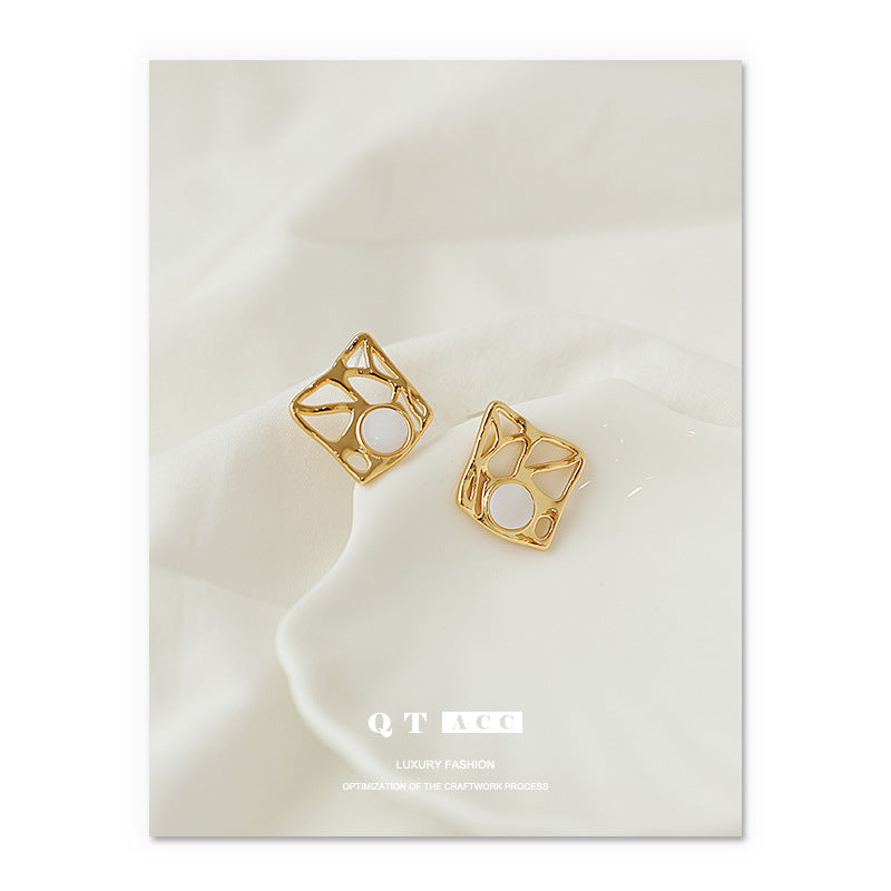 Gold Plated Geometry Minimalist Earring Stud