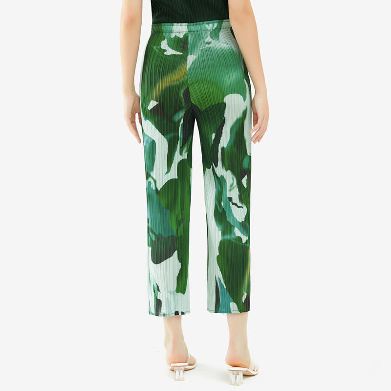 Plissé Pleated Casual Hip-Hop Print Trousers