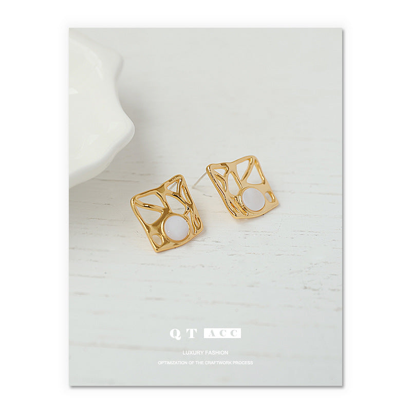 Gold Plated Geometry Minimalist Earring Stud