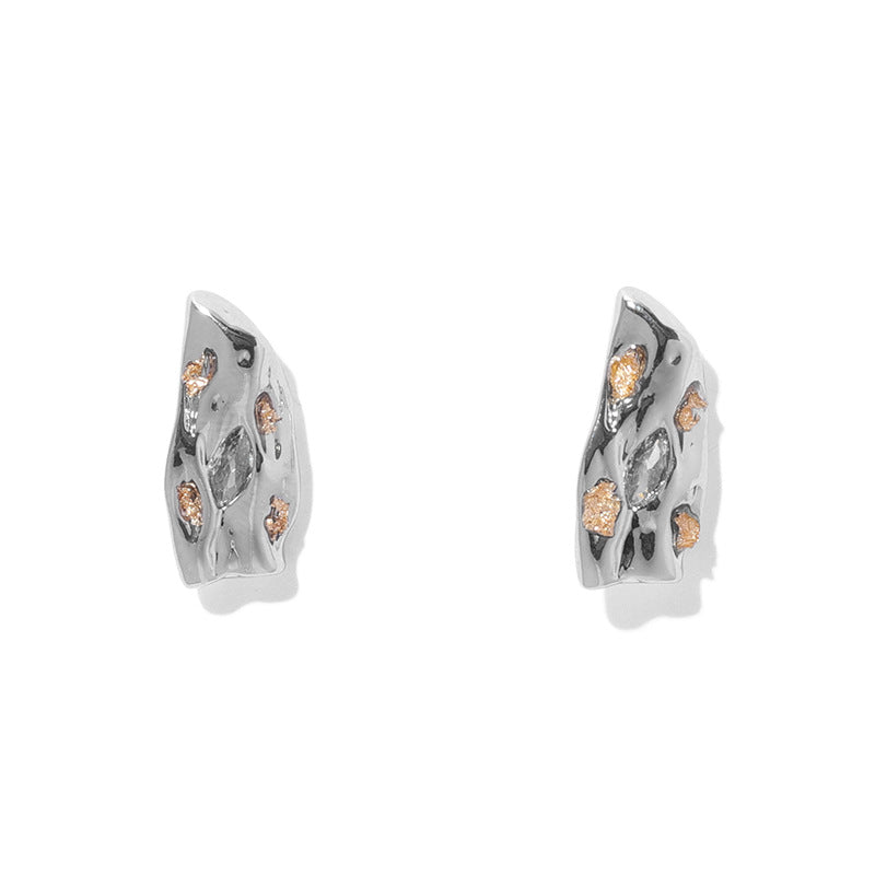 Silver Zircon Inlaid Minimalist Earring Stud