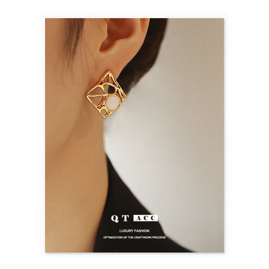 Gold Plated Geometry Minimalist Earring Stud