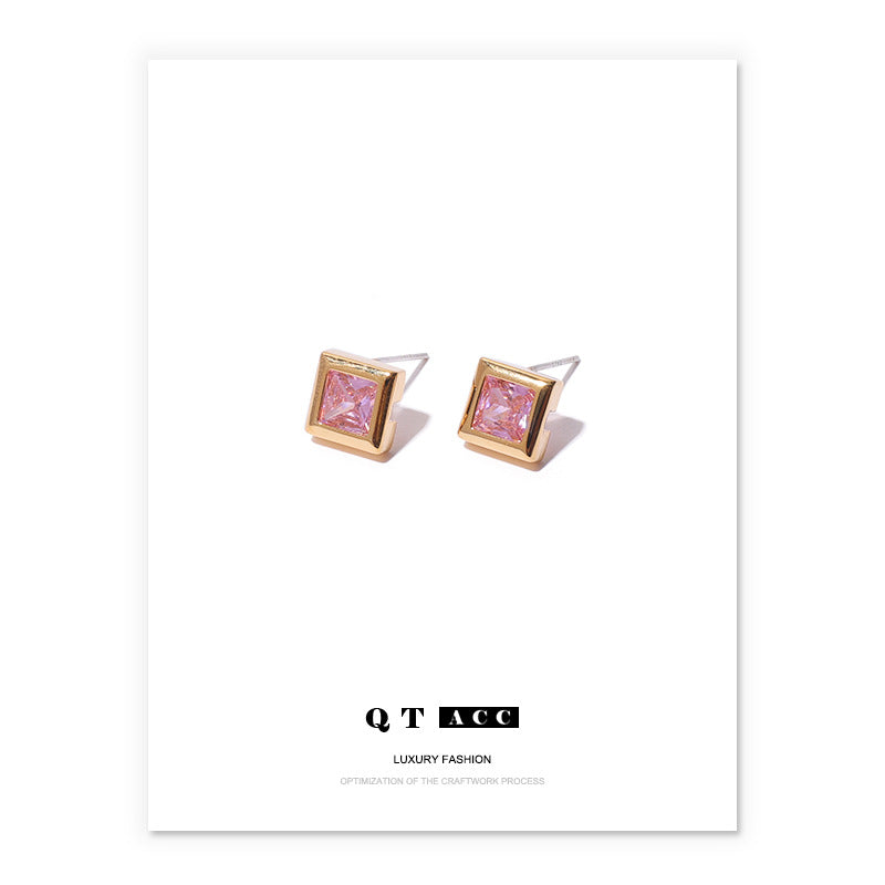 Gold Plated Square Minimalist Earring Stud